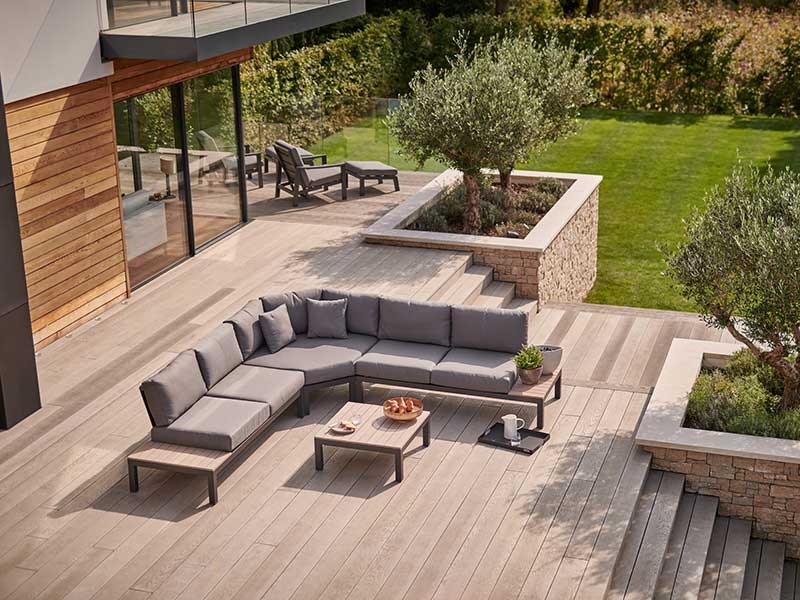 Kettler Elba Large Corner Garden Sofa Set Grey